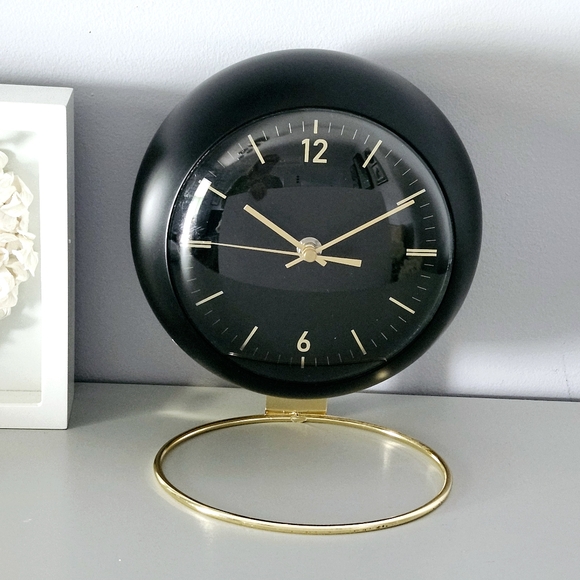 Other - NEW Black & Gold Retro CLOCK
